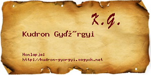 Kudron Györgyi névjegykártya